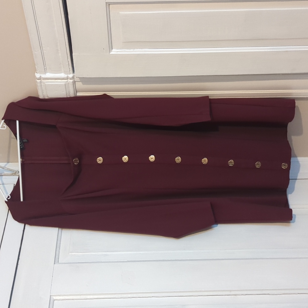 Business casual maroon midi dress